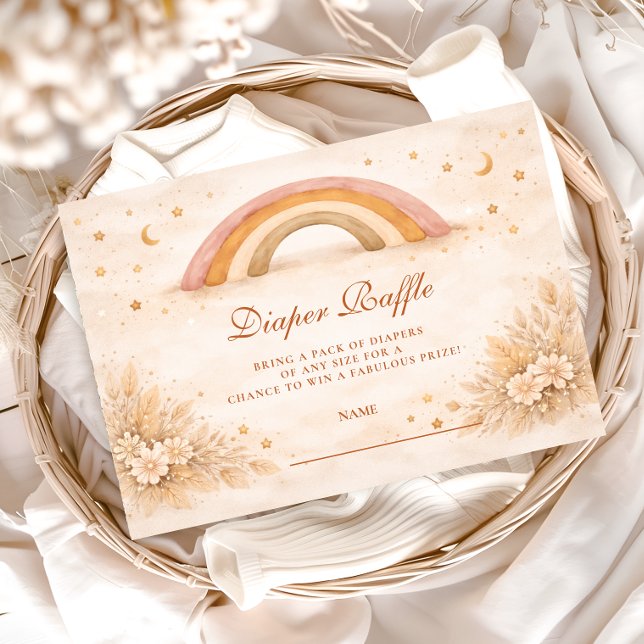 Neutral Boho Rainbow Diapper Raffle Enclosure Card (Creator Uploaded)