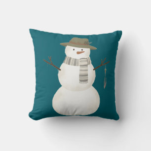 Neutral Boho Snowman Throw Pillow