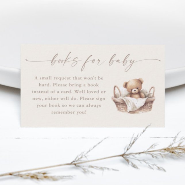 Neutral Boho Teddy Bear Baby Shower Books for Baby Enclosure Card (Gender Neutral Teddy Bear Boho Baby Shower Books for Baby Enclosure Cards.)