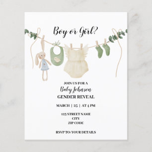 Neutral Boho themed gender reveal invitation