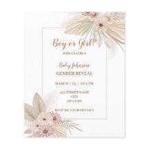 Neutral Boho themed gender reveal invitation
