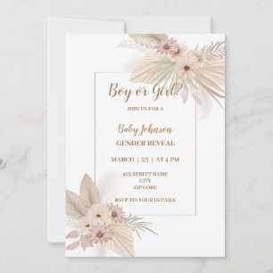 Neutral Boho themed gender reveal invitation