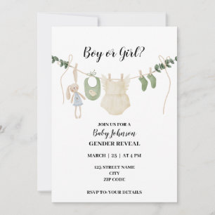 Neutral Boho themed gender reveal Invitation