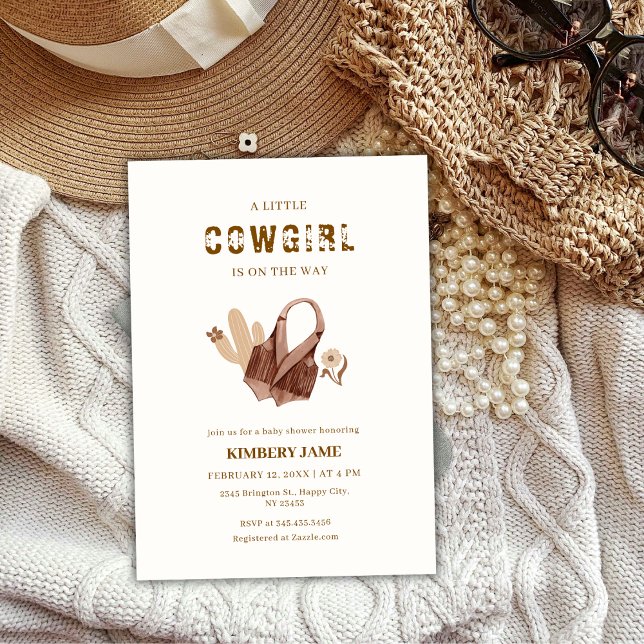 Neutral Boho Western Cactus Cowgirl Baby Shower Invitation (Neutral Boho Western Cactus Cowgirl Baby Shower Invitation)