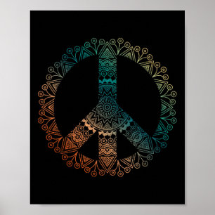 Neutral Boho Yoga Ornate Mandala Peace Sign Hippie