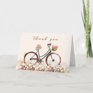 Neutral Bonjour Bébé Floral Bicycle Baby shower Thank You Card
