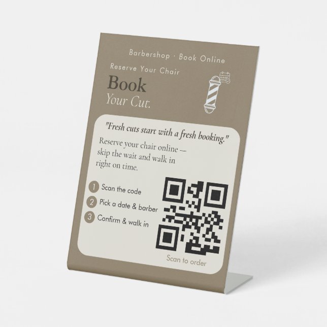 Neutral Book Now QR Code Sign | Appointments  (Front)