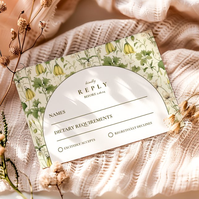 Neutral Botanical Arch Garden Wedding RSVP Card (Creator Uploaded)