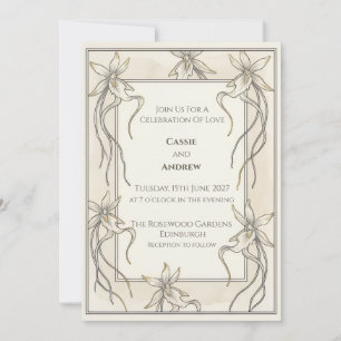 Neutral Botanical Foliage Wedding Invitation