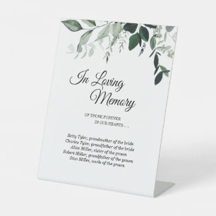 Neutral Botanical Wedding In Loving Memory Pedestal Sign