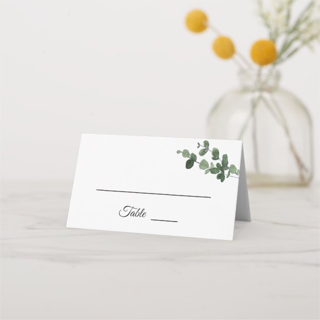 Neutral Botanical Wedding Place Card Tent (Front)