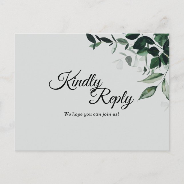 Neutral Botanical Wedding Response Postcard (Front)