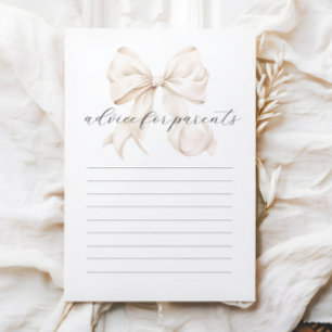Neutral Bow Advice for Parents Baby Shower Card