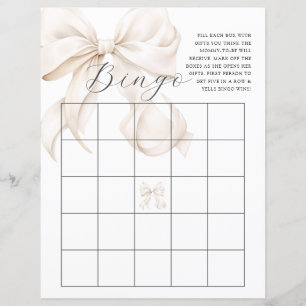 Neutral Bow Baby Shower Bingo Game