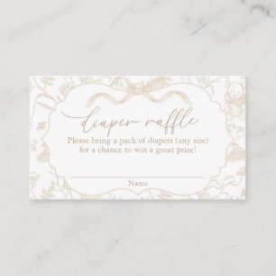 Neutral Bow Baby Shower Diaper Raffle Enclosure Card