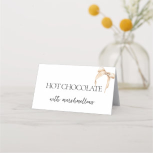 Neutral Bow Buffet Label Beige Bridal Shower Place Card