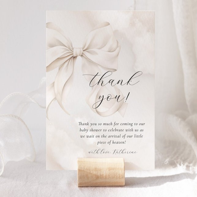 Neutral Bow Cloud Nine Baby Shower Thank You Card (Creator Uploaded)