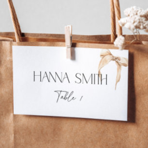 Neutral Bow Shes Tying the Knot Bridal Shower Place Card