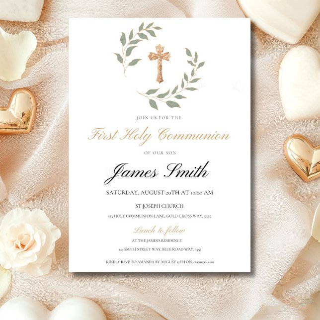 Neutral Boy Girl First Communion Invitation Editab (Creator Uploaded)