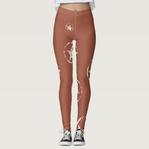 Neutral Brick Jagged Circle Stars Leggings