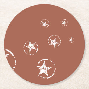 Neutral Brick Jagged Circle Stars Round Paper Coaster
