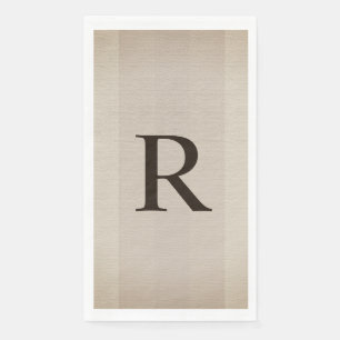 Neutral Brown and Tan Textured Monogrammed  Napkin