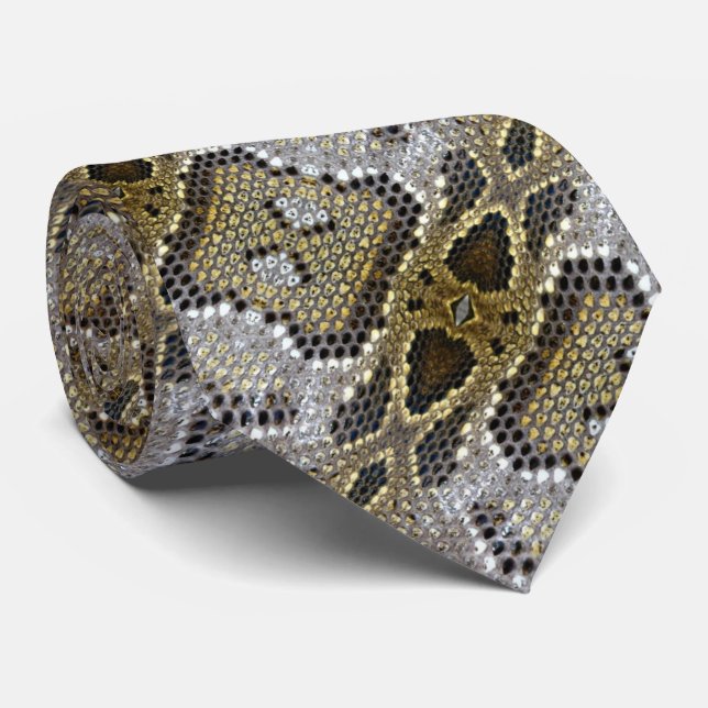 neutral brown beige animal print snake skin tie (Rolled)