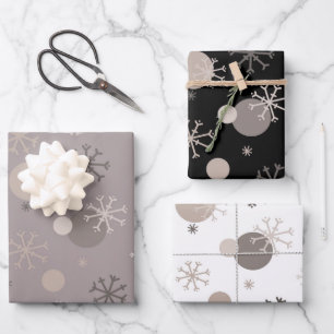 Neutral Brown Beige Boho Winter Christmas Wrapping Paper Sheet
