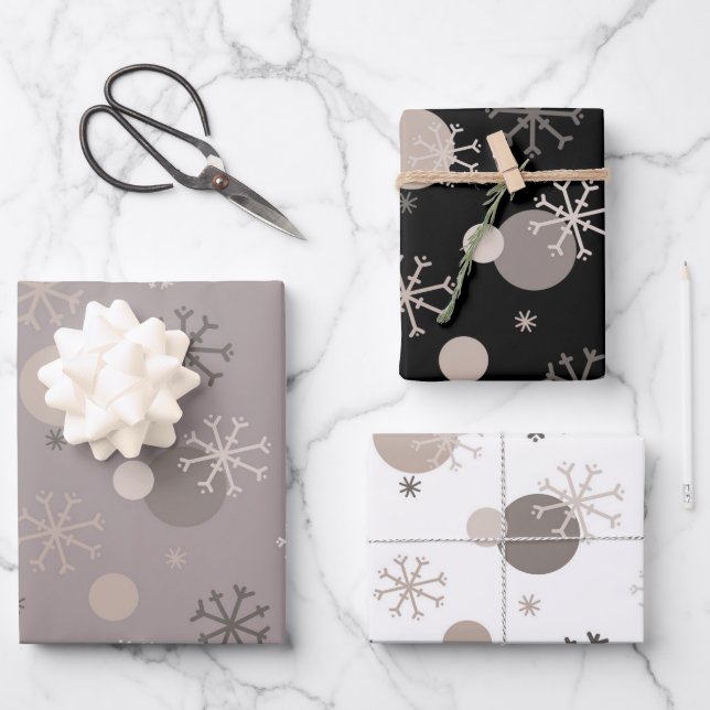 Neutral Brown Beige Boho Winter Christmas Wrapping Paper Sheet (Front)