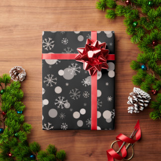 Neutral Brown Black Beige Boho Winter Christmas Wrapping Paper