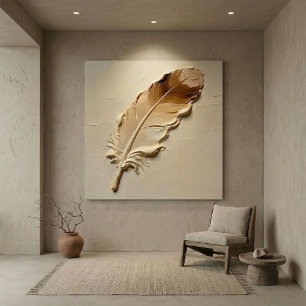 Neutral Brown Feather Impasto Organic Modern Canvas Print