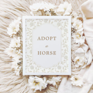 Neutral Brown Floral Toile Adopt a Horse Sign