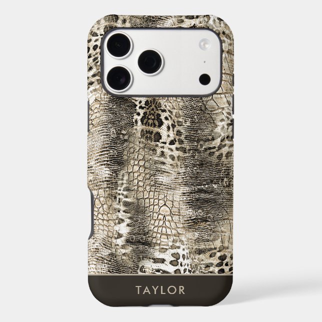 Neutral Brown Snakeskin Pattern with Name (Back)