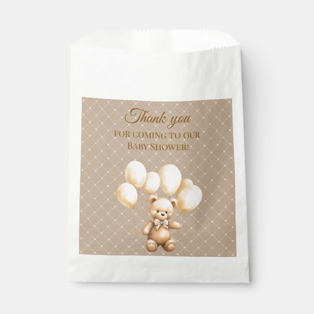 Neutral Brown Teddy Bear Baby Shower  Favour Bags (Front)