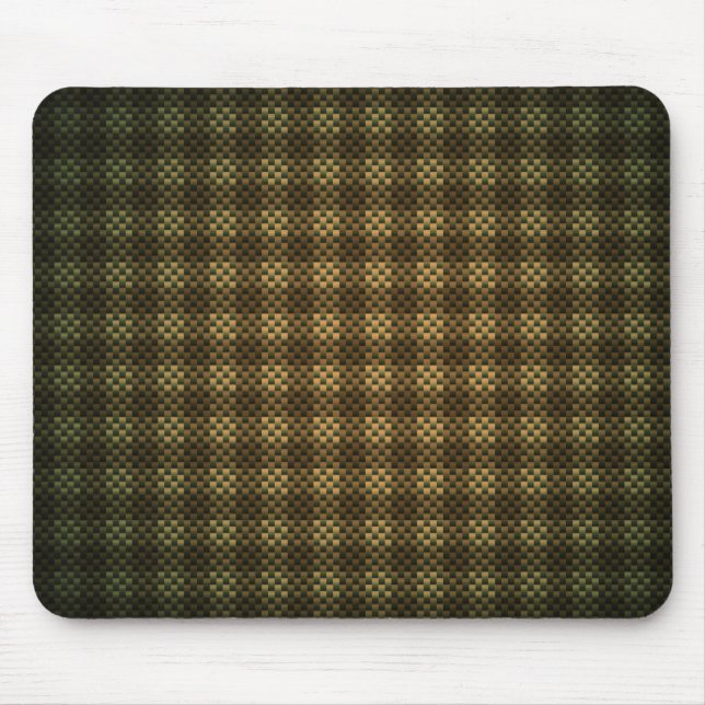 Neutral brownish chequered carbon fibre patterned mouse mat (Front)