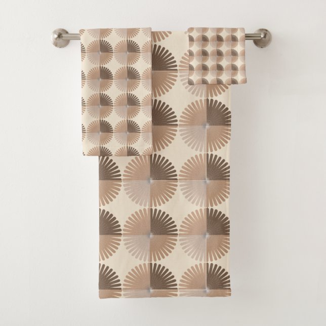 Neutral Browns Boho Pattern Minimalist  Bath Towel Set (Insitu)