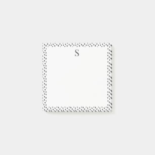 Neutral Brush Strokes Elegant Monogram Black White Post-it Notes