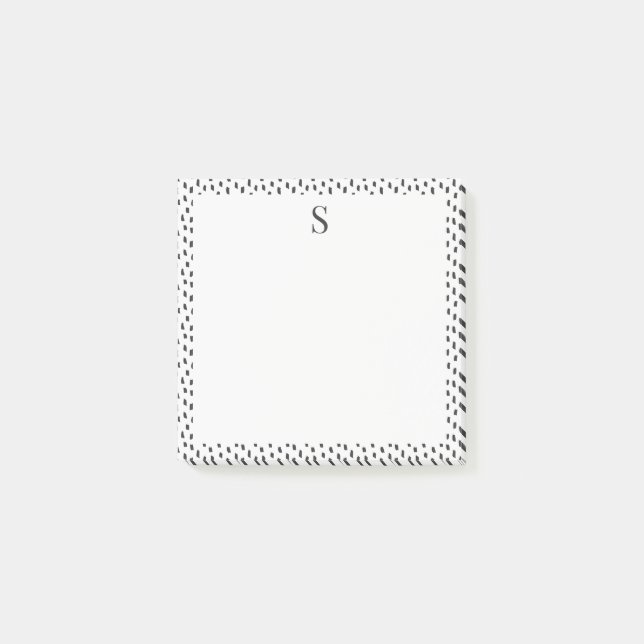 Neutral Brush Strokes Elegant Monogram Black White Post-it Notes (Front)