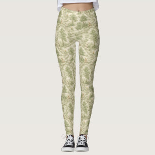Neutral Bunny Bear Picnic Floral Garden (1) Leggings