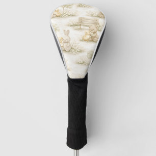 Neutral Bunny Bear Picnic Floral Garden (2) Golf Head Cover