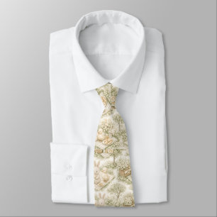 Neutral Bunny Bear Picnic Floral Garden (3) Tie
