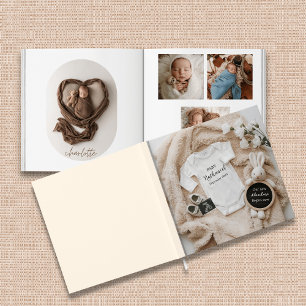 Neutral bunny themed baby photo book keepsake
