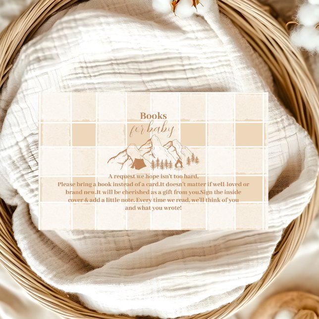 Neutral Camping Baby Shower Books for Baby Enclosure Card (Creator Uploaded)