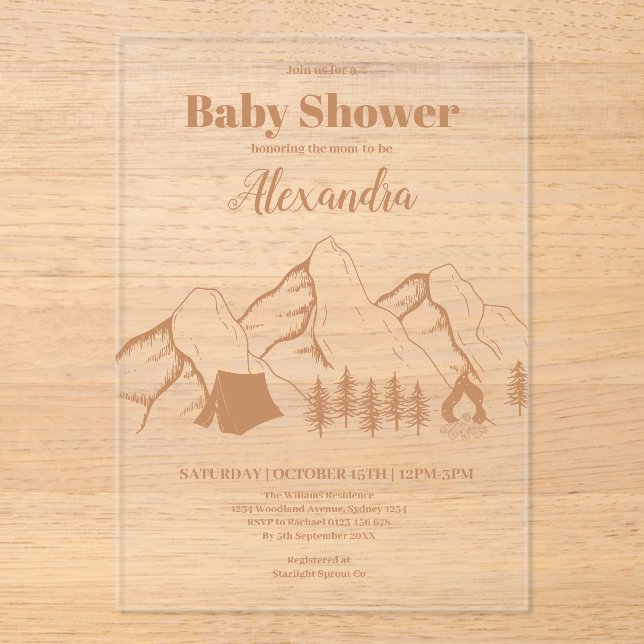 Neutral Camping Baby Shower Invitation (Front)
