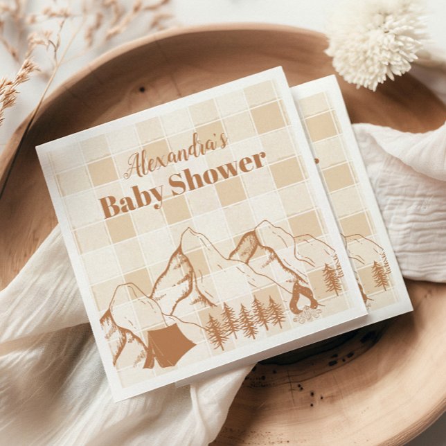 Neutral Camping Baby Shower Napkin (Creator Uploaded)