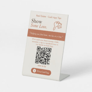 Neutral Cash App Tips QR Code Sign   Cash App Tips