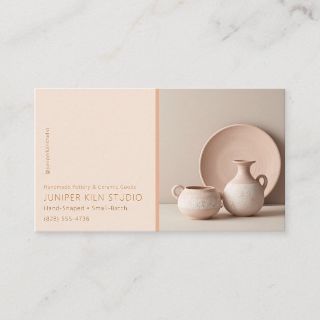 Neutral Ceramic Pottery Studio Business Card (Front)