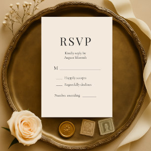 Neutral Champagne Minimalist Wedding RSVP Card