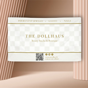 Neutral Checkerboard Business QR Event Display Banner