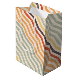 Neutral Chevron Zig Zag Stripes Medium Gift Bag